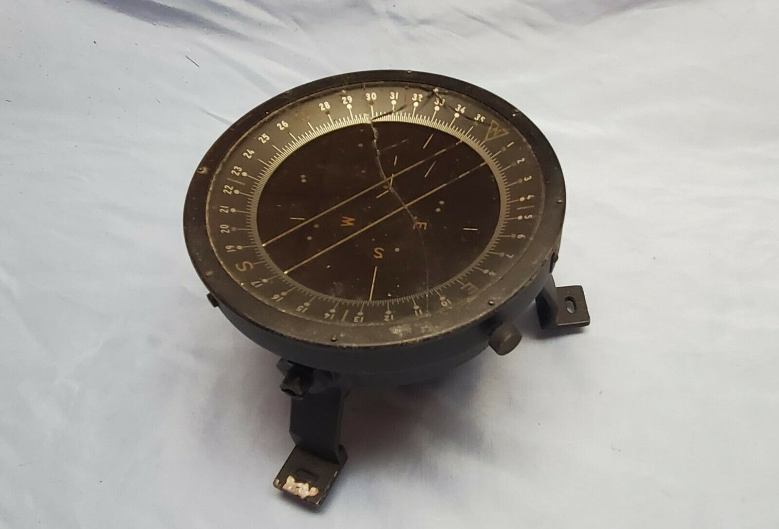 Us Army Type D-12 Marine Sea Ship Compass With Cracked Glass Ww2 Vintage